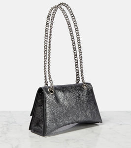 Balenciaga Crush Small metallic leather shoulder bag