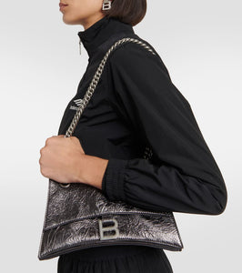 Balenciaga Crush Small metallic leather shoulder bag