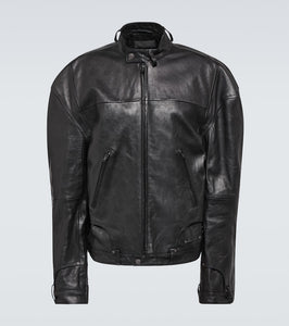 Balenciaga Deconstructed oversized leather jacket