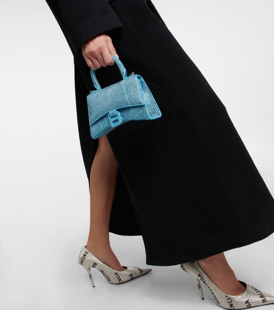 Balenciaga Hourglass Mini embellished suede tote bag