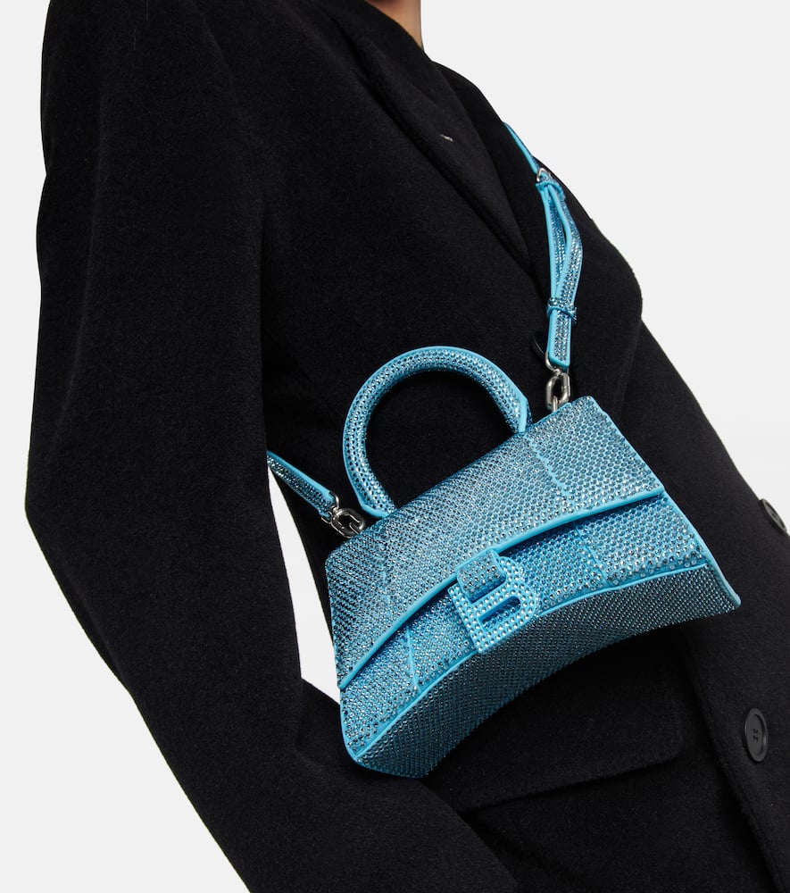 Balenciaga Hourglass Mini embellished suede tote bag