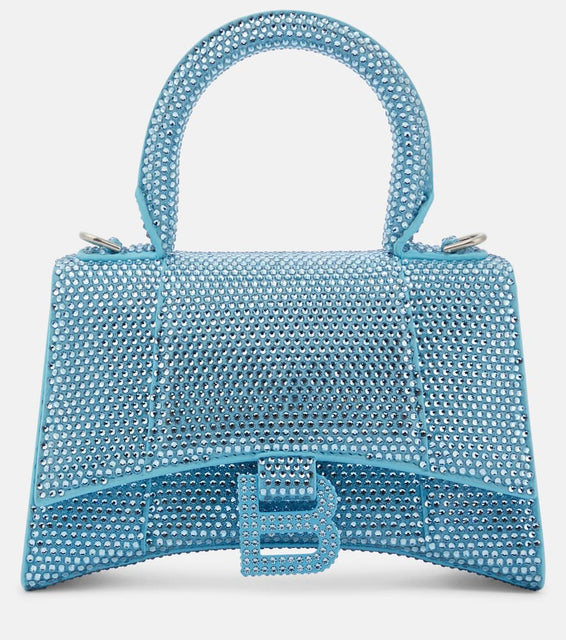 Balenciaga Hourglass Mini embellished suede tote bag. Shop Balenciaga Shoulder Bags for women now.