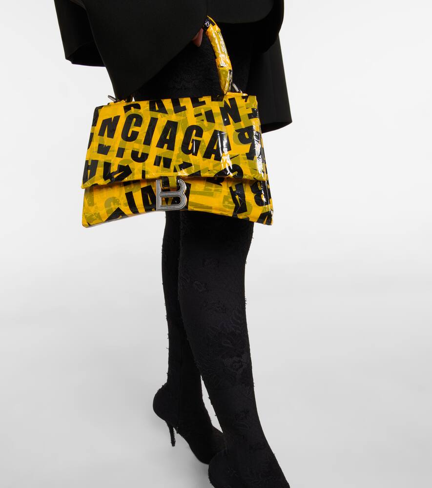 Balenciaga Hourglass Small tape-trimmed leather crossbody bag