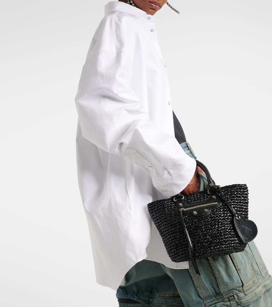 Balenciaga Le Cagole Panier Small raffia-effect basket bag