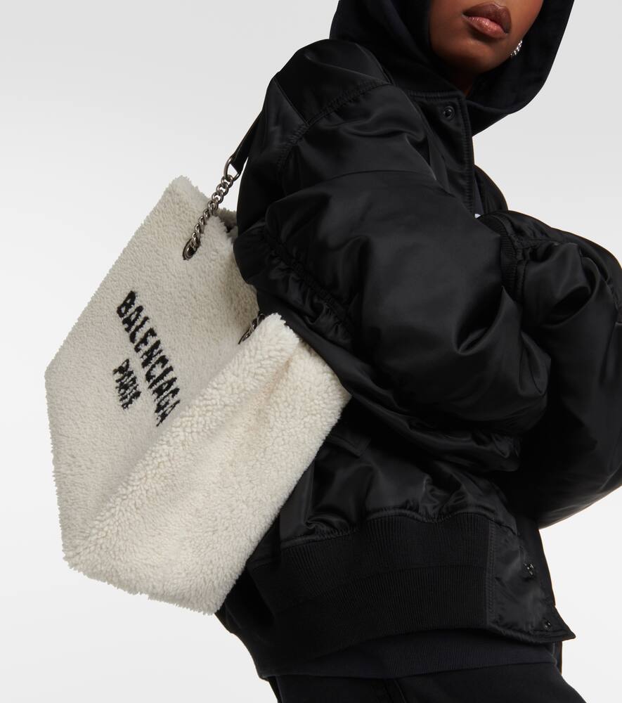 Balenciaga Leather-trimmed shearling tote bag