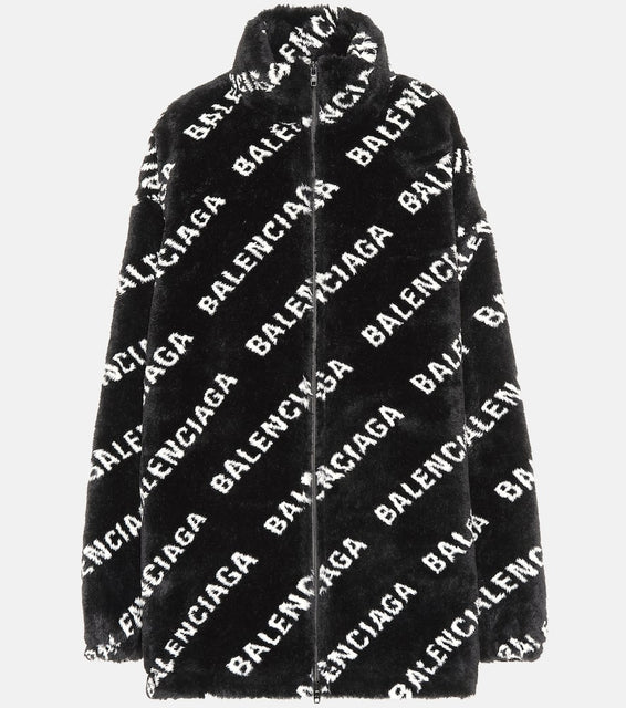Balenciaga Logo faux fur jacket