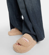 Balenciaga Logo faux shearling slides