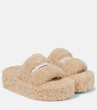 Balenciaga Logo faux shearling slides
