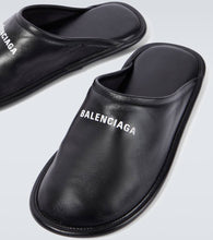 Balenciaga Logo leather slippers