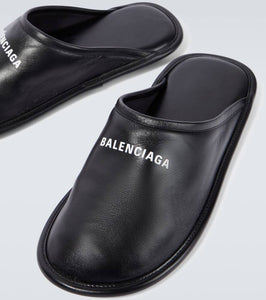 Balenciaga Logo leather slippers