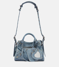 Balenciaga Neo Cagole XS denim shoulder bag. Shop Balenciaga Shoulder Bags for women now.