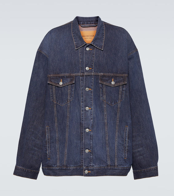 Balenciaga Oversized cotton and silk denim jacket