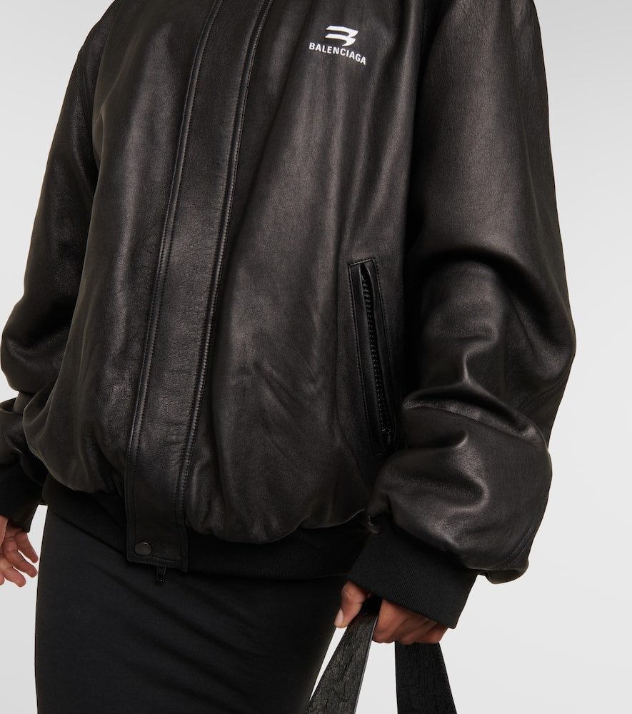 Balenciaga Oversized leather bomber jacket