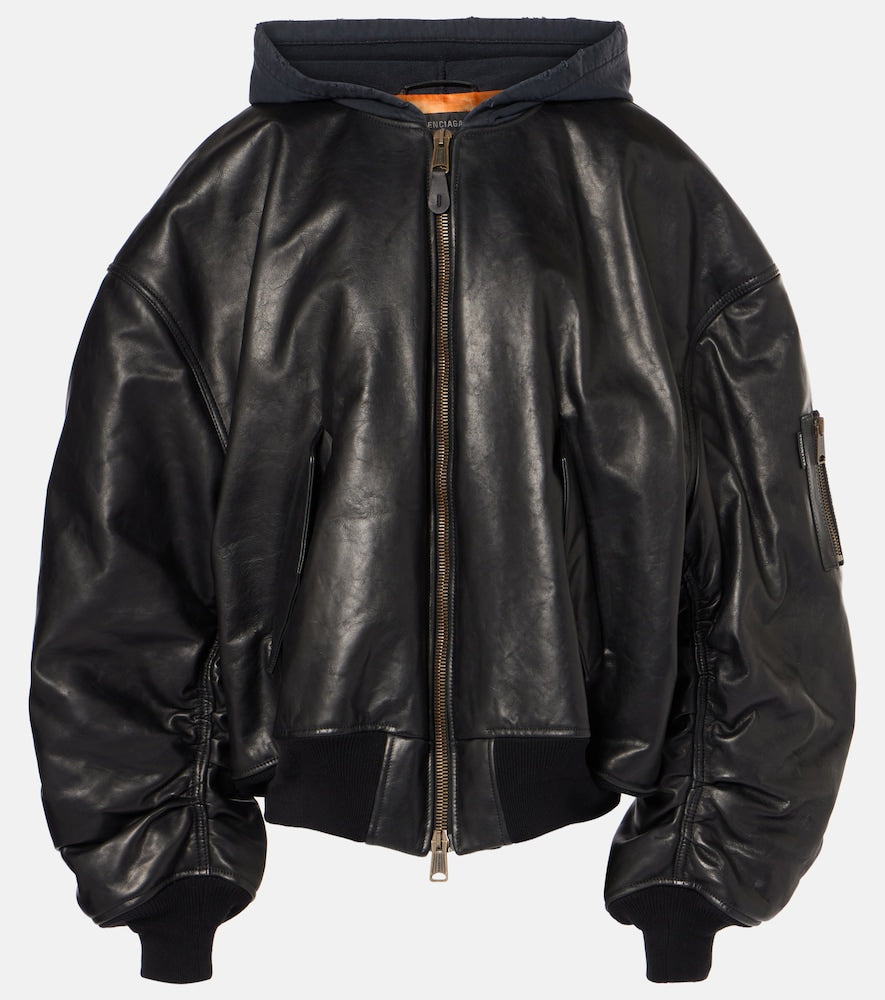 Balenciaga Oversized leather bomber jacket - Balenciaga 超大款皮质飞行员夹克