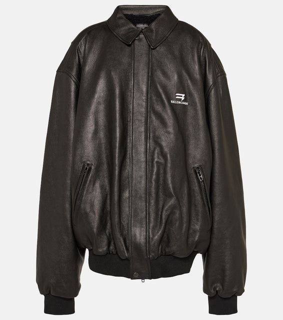 Balenciaga Oversized leather bomber jacket