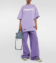 Balenciaga Paris distressed denim mules