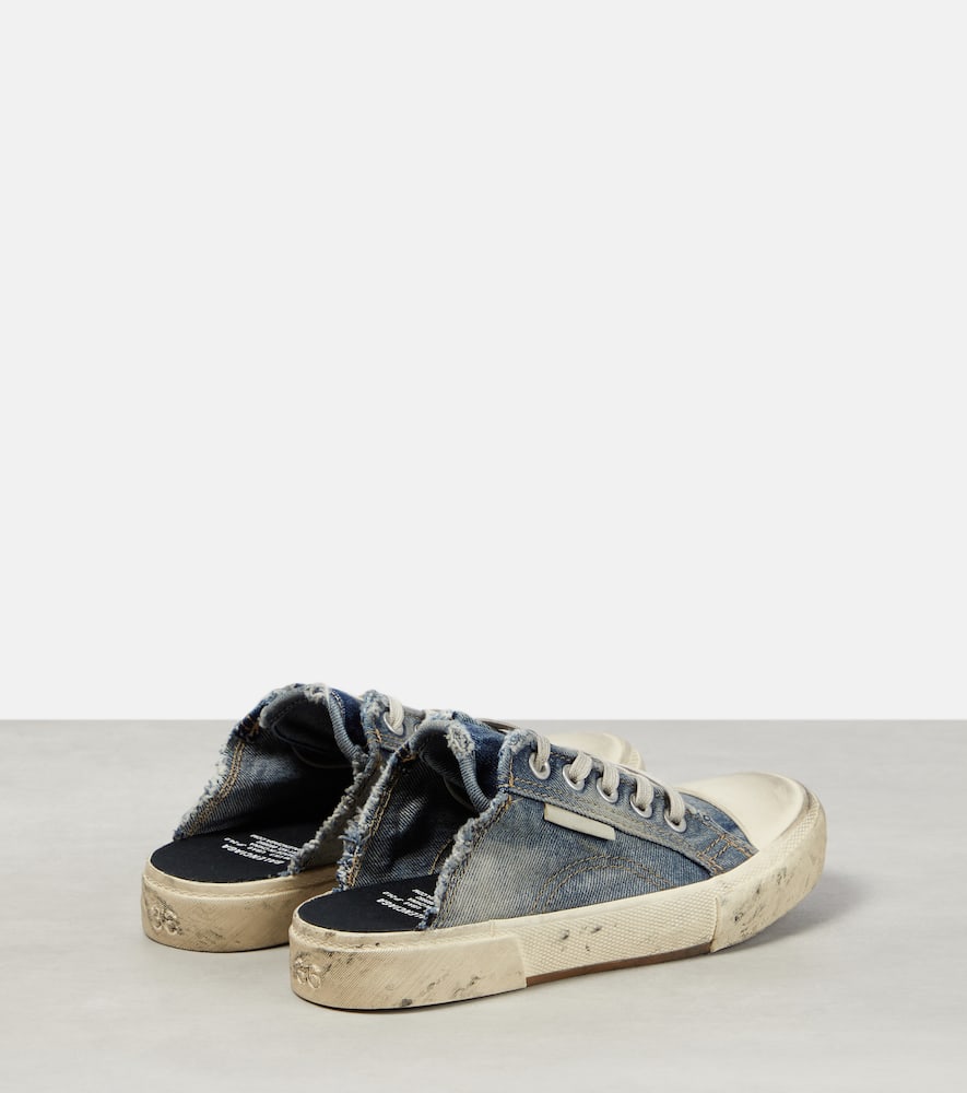 Balenciaga Paris distressed denim mules