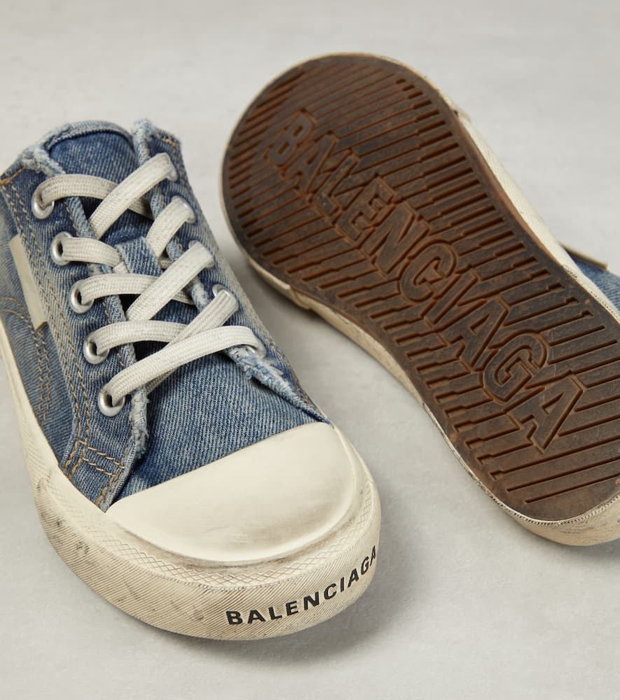 Balenciaga Paris distressed denim mules