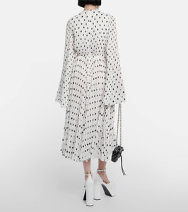 Balenciaga Polka-dot pleated crêpe midi dress