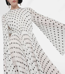 Balenciaga Polka-dot pleated crêpe midi dress