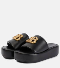 Balenciaga Rise BB leather platform slides