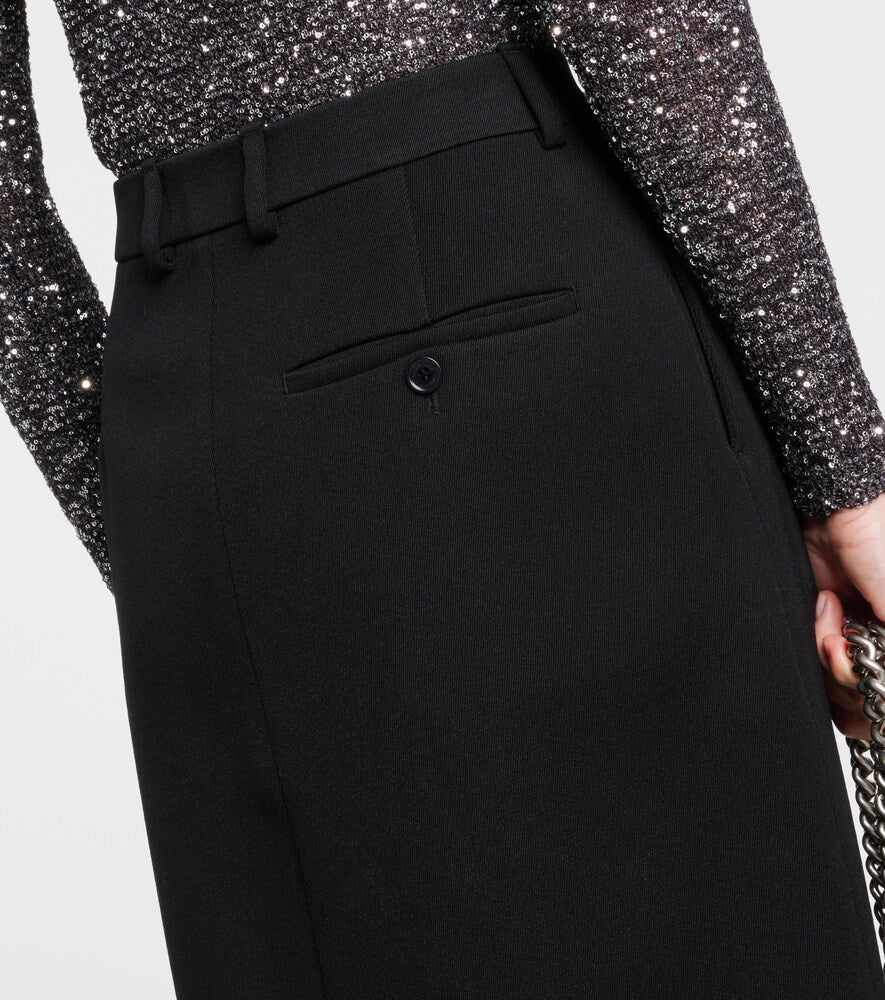 Balenciaga Side-slit wool twill maxi skirt