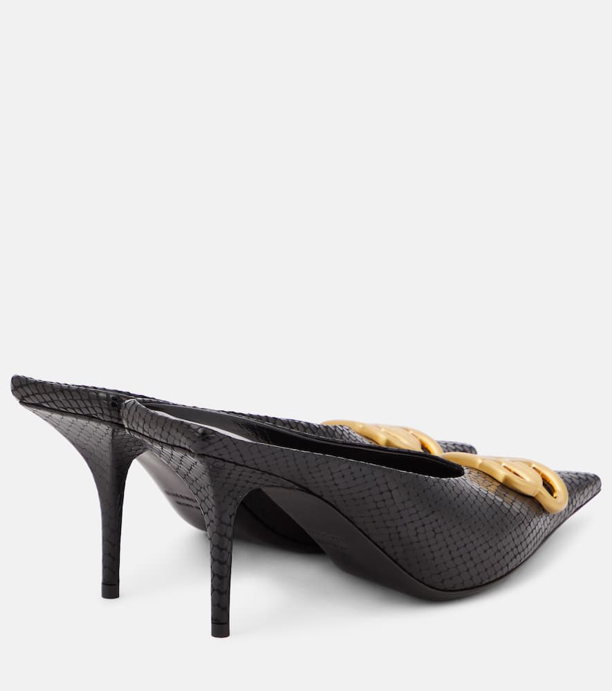 Balenciaga Square Knife BB 80 metallic leather mules