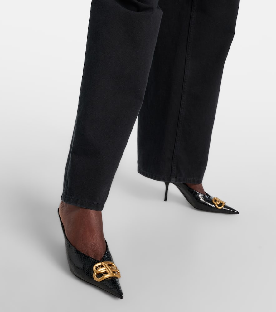 Balenciaga Square Knife BB 80 metallic leather mules
