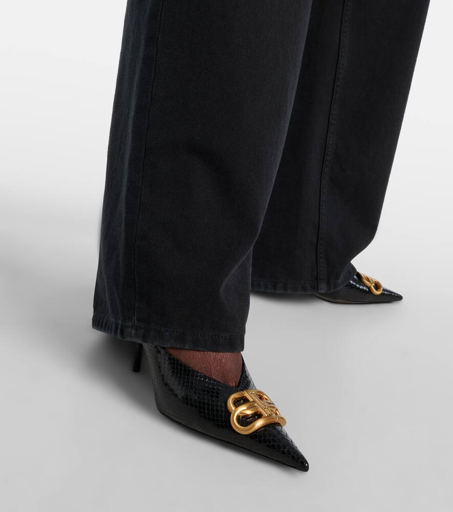 Balenciaga Square Knife BB 80 metallic leather mules