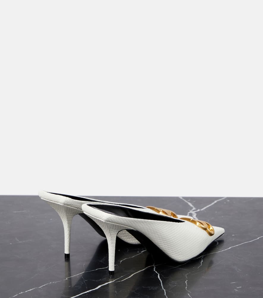 Balenciaga Square Knife BB python-effect leather mules