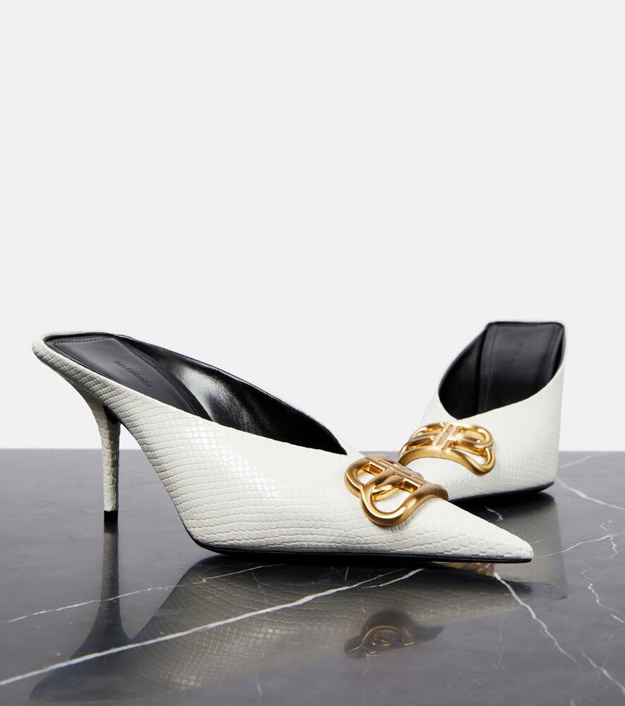 Balenciaga Square Knife BB python-effect leather mules