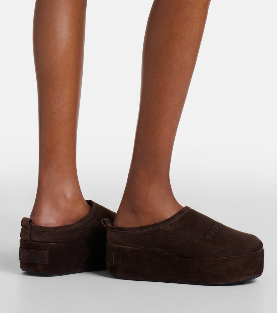 Balenciaga Alaska suede platform mules - Brown Mules