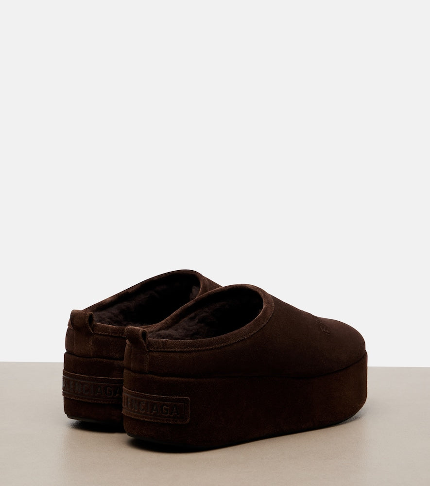 Balenciaga Alaska suede platform mules - Brown Mules