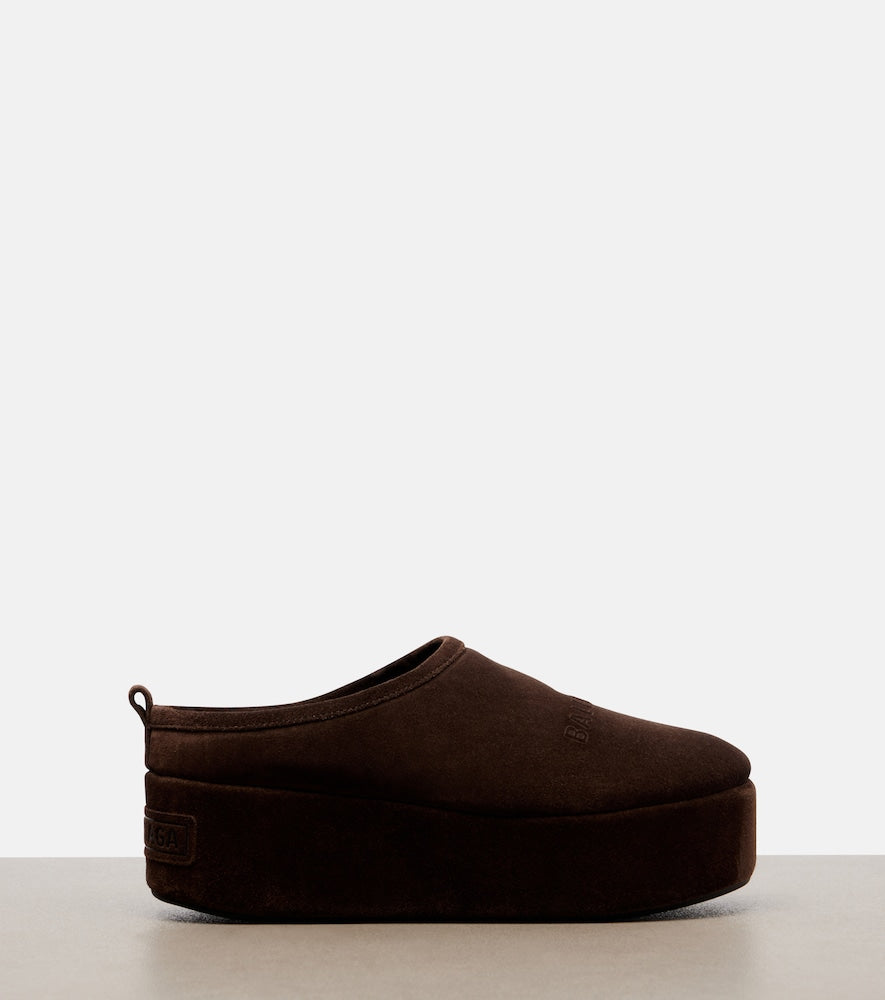 Balenciaga Alaska suede platform mules - Brown Mules