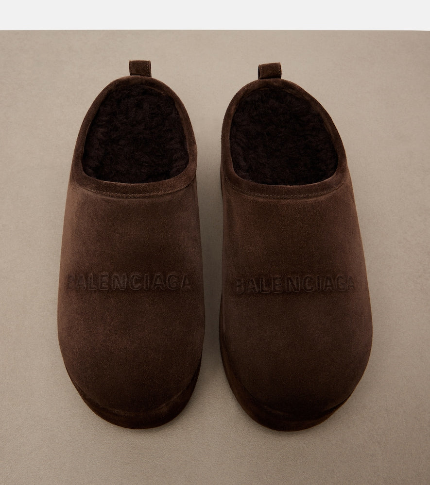 Balenciaga Alaska suede platform mules - Brown Mules
