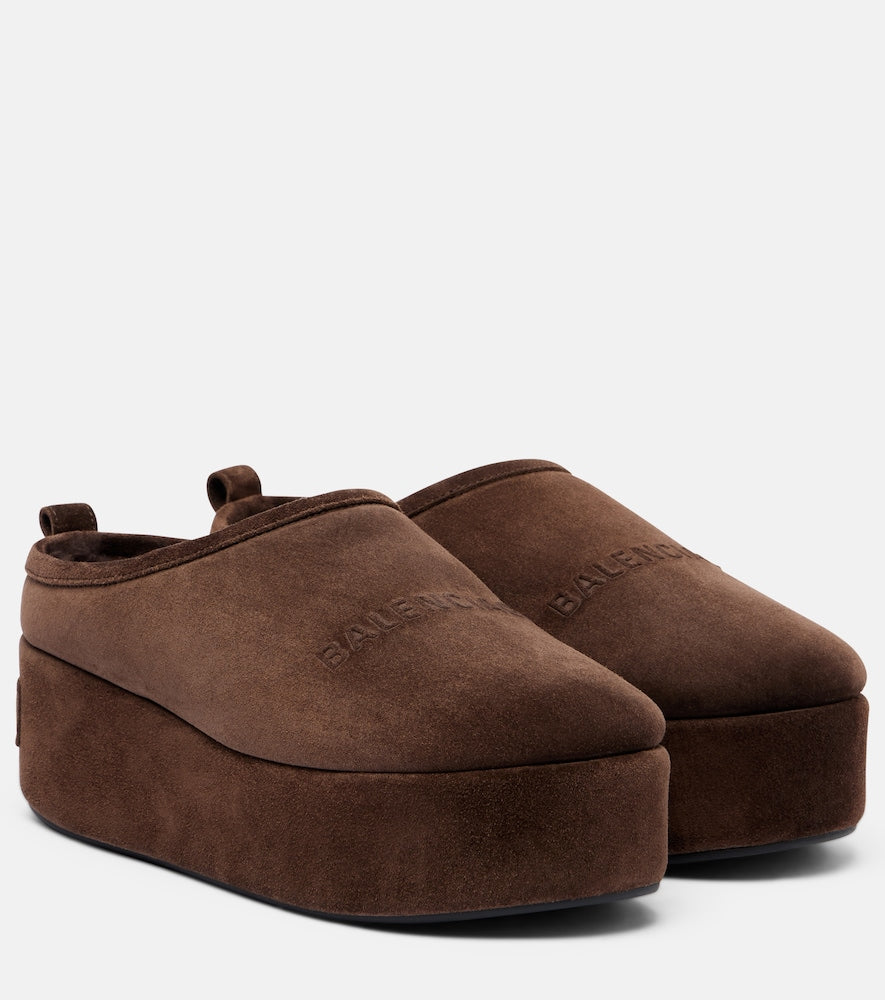 Balenciaga Alaska suede platform mules - Brown Mules