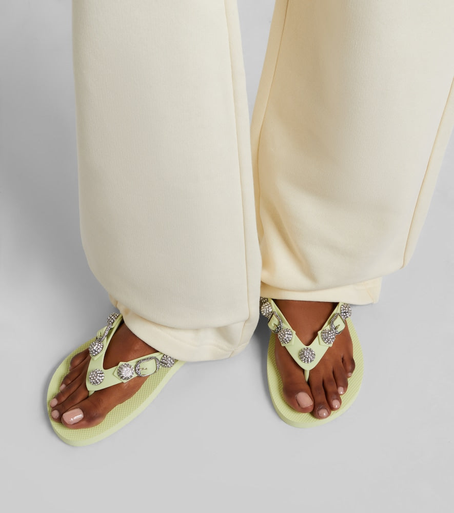 Balenciaga Cagole embellished thong sandals (Green) - Flat Sandals