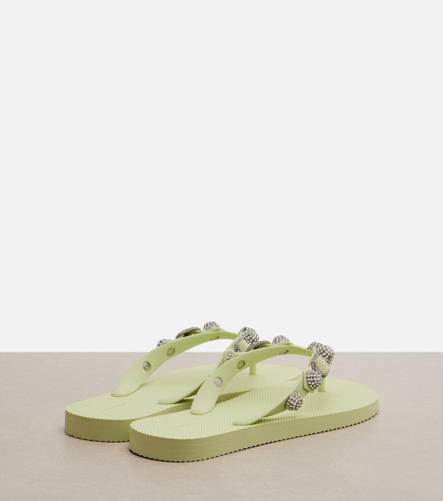 Balenciaga Cagole embellished thong sandals (Green) - Flat Sandals