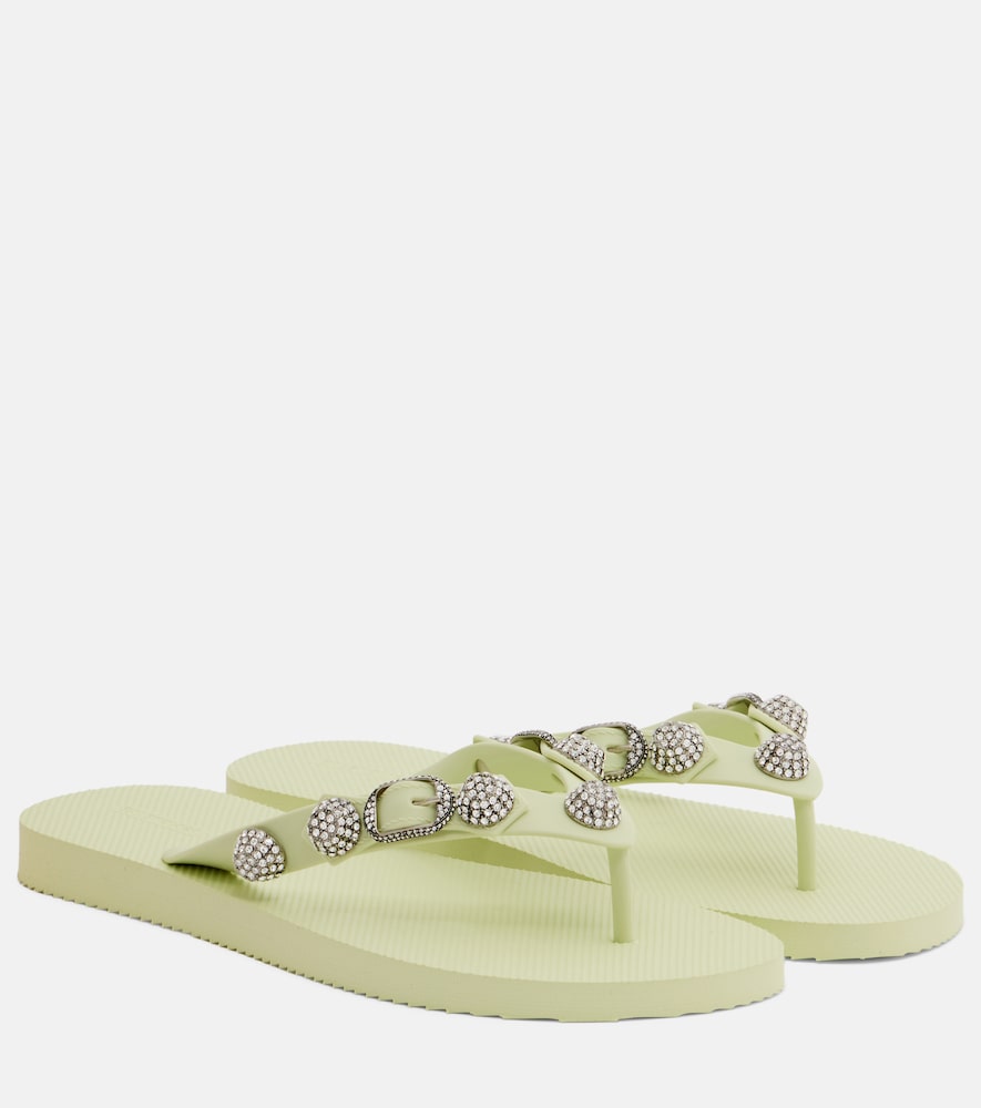 Balenciaga Cagole embellished thong sandals (Green) - Flat Sandals