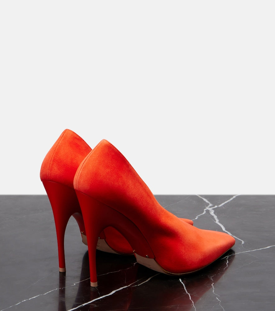Red Balenciaga Duchesse suede pumps - High-Heel Pumps