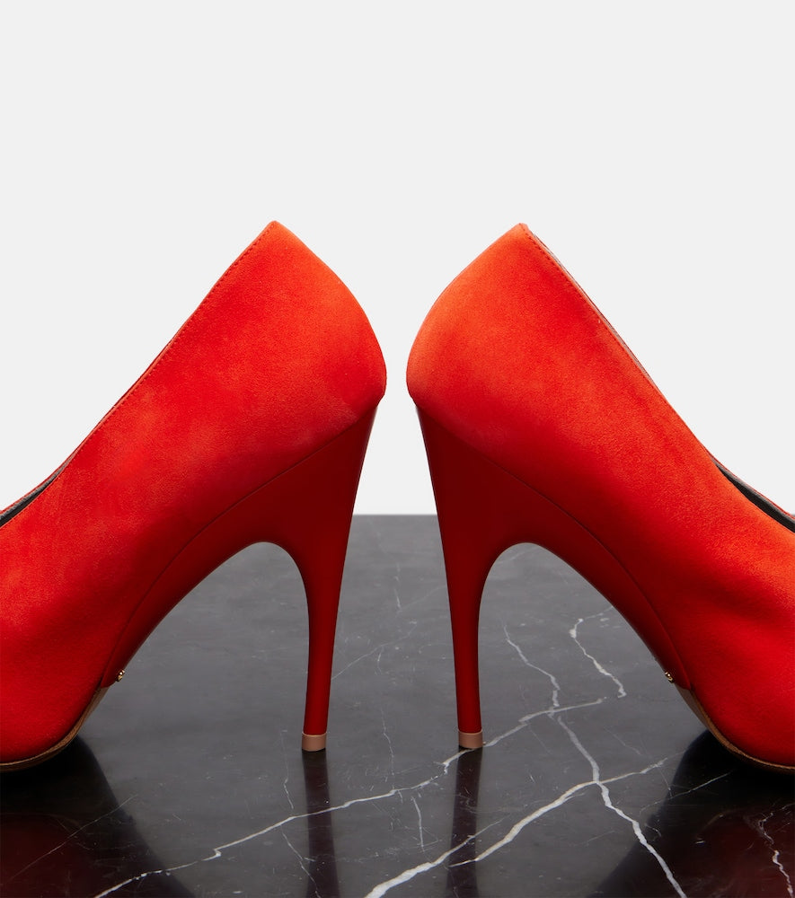 Red Balenciaga Duchesse suede pumps - High-Heel Pumps