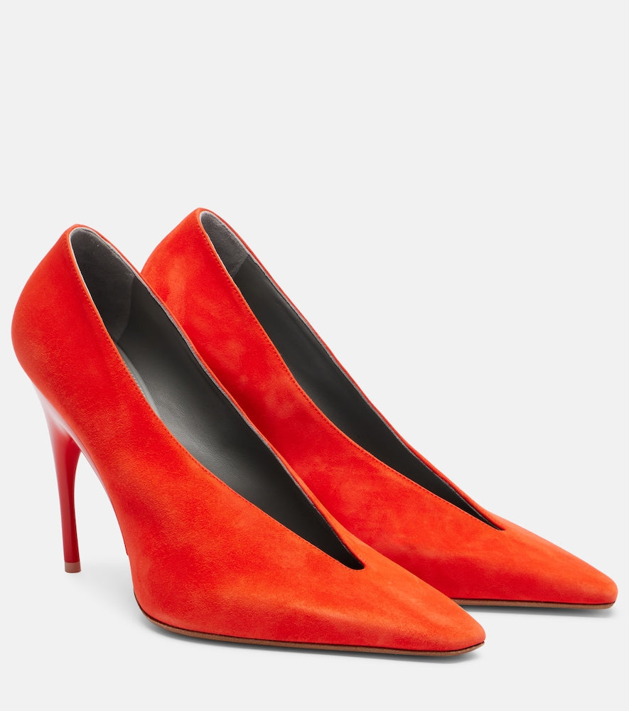 Red Balenciaga Duchesse suede pumps - High-Heel Pumps