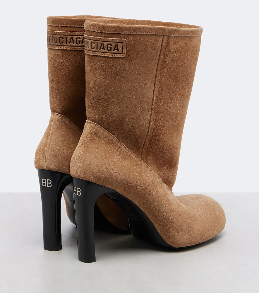 Balenciaga Fargo 80 suede ankle boots - Brown High Heels