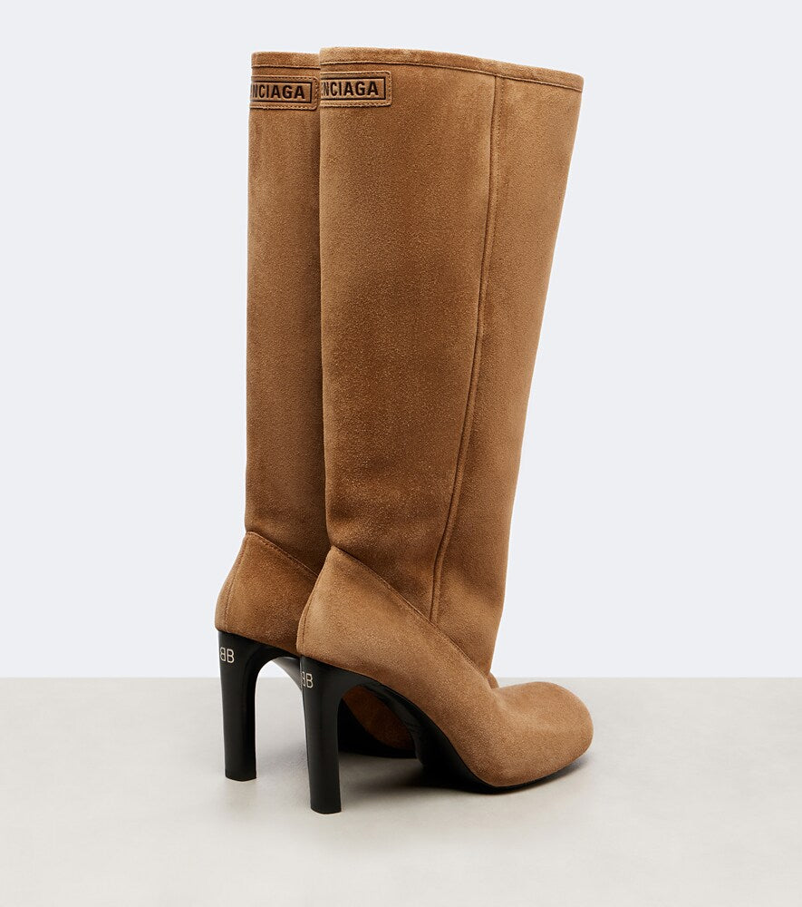 Balenciaga Fargo 80 suede knee-high boots - Brown High Heels