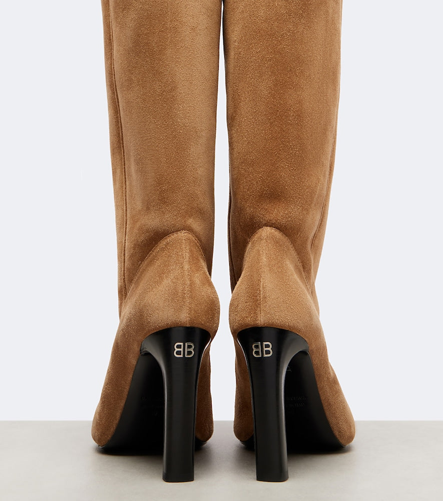 Balenciaga Fargo 80 suede knee-high boots - Brown High Heels