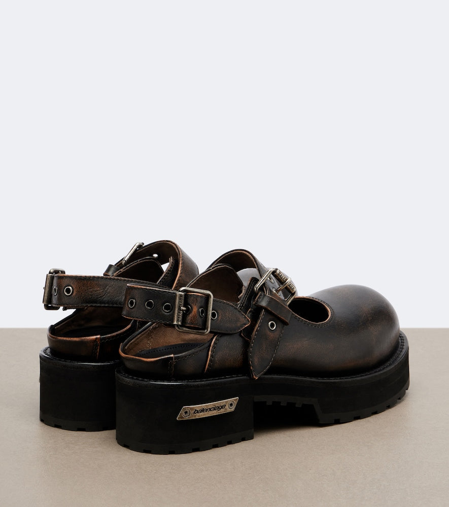 Balenciaga Venom leather Mary Jane flats - Brown Flat Shoes