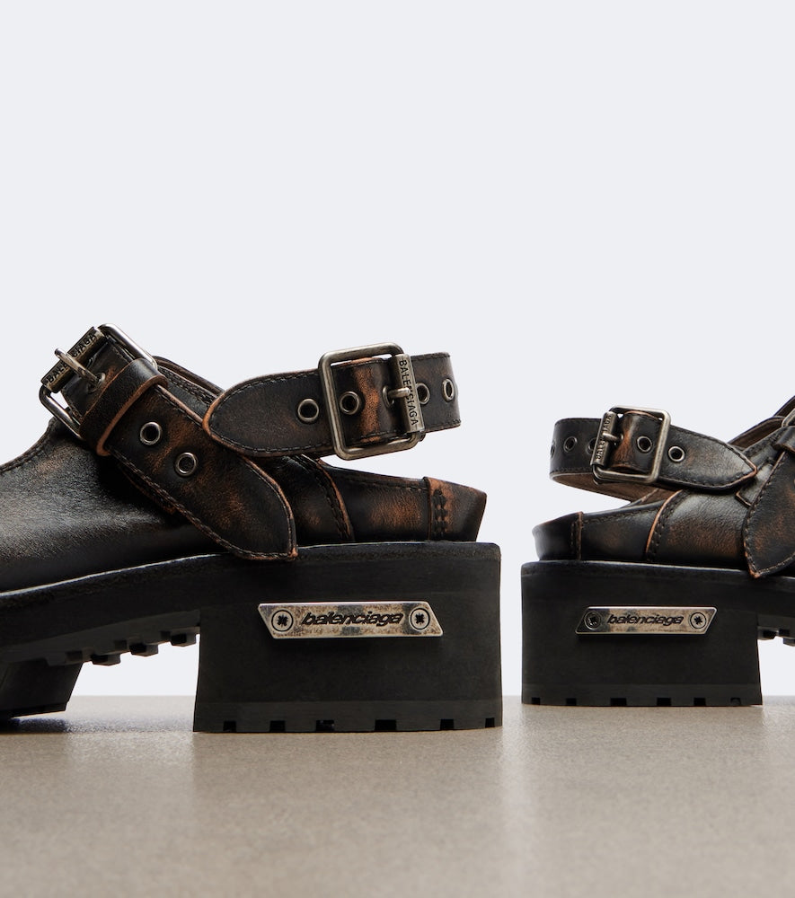 Balenciaga Venom leather Mary Jane flats - Brown Flat Shoes