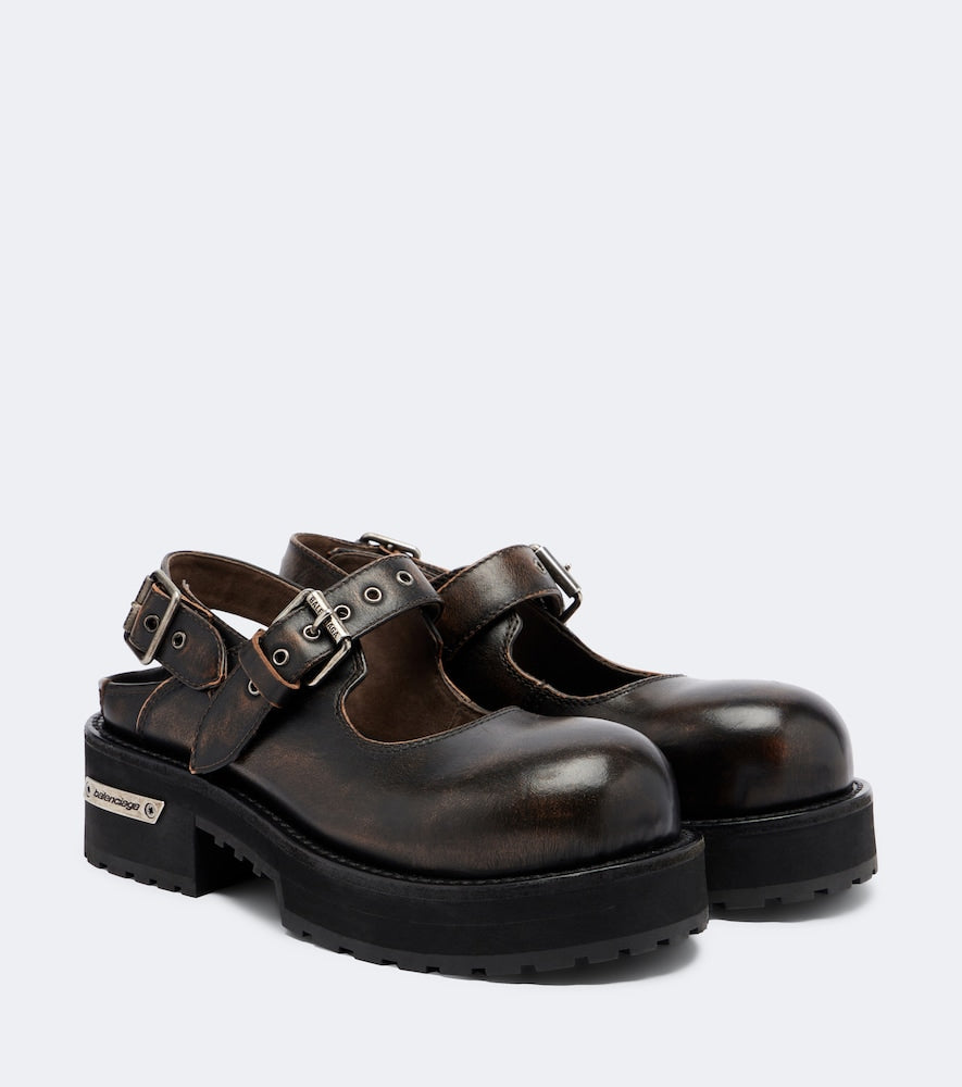 Balenciaga Venom leather Mary Jane flats - Brown Flat Shoes
