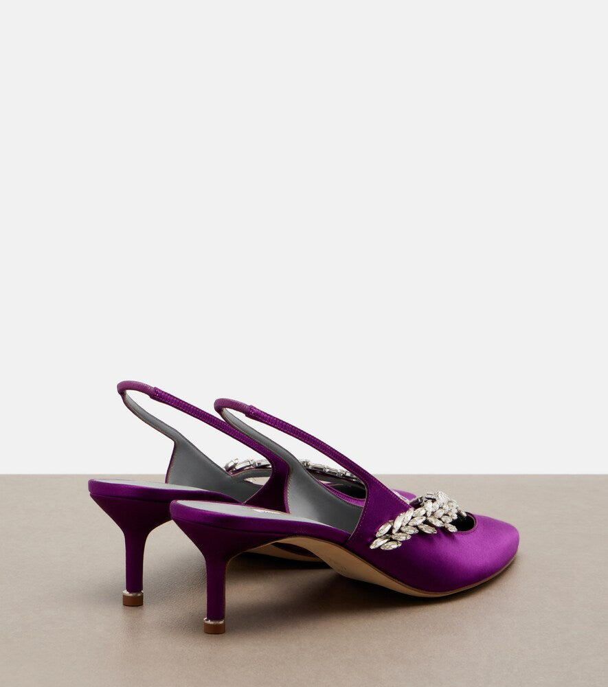 Balenciaga x Manolo Blahnik satin slingback pumps (Purple) - Mid Heel Pumps