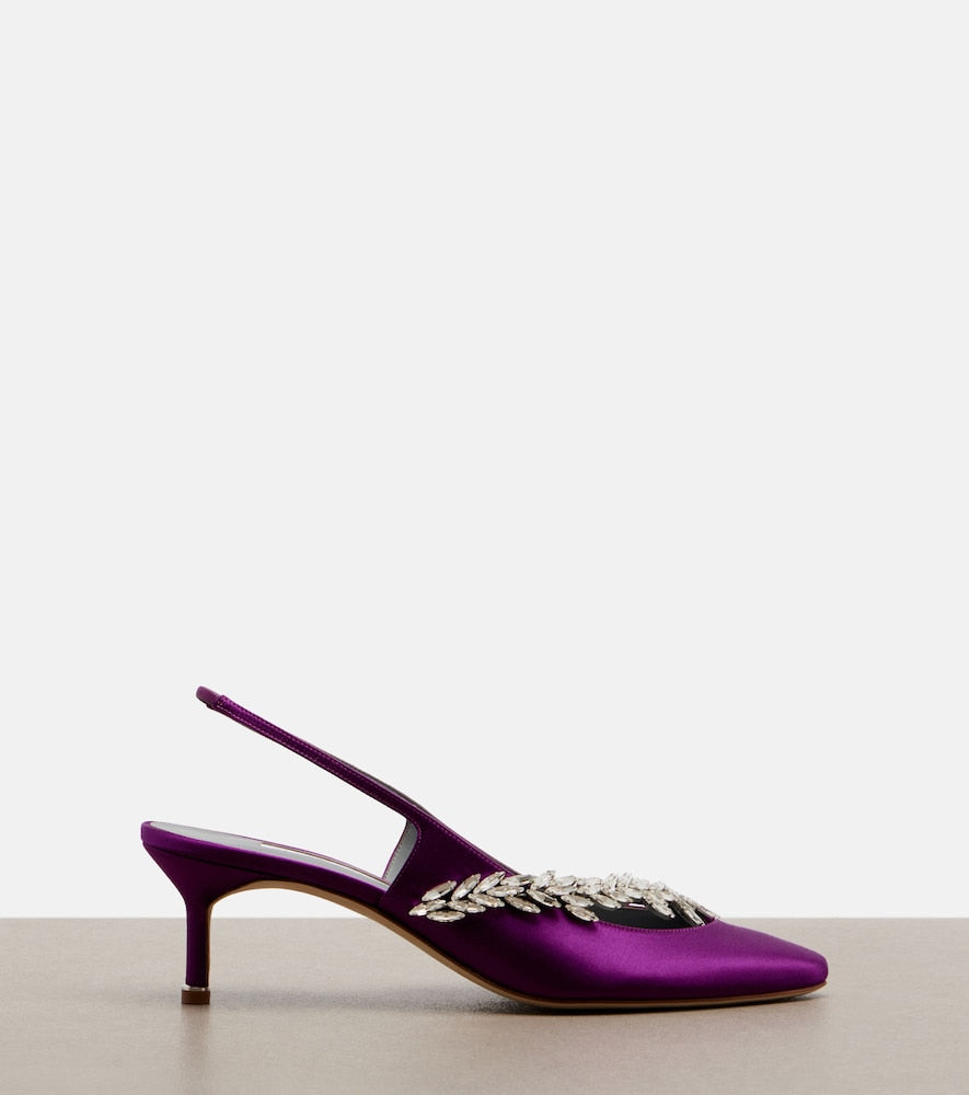 Balenciaga x Manolo Blahnik satin slingback pumps (Purple) - Mid Heel Pumps
